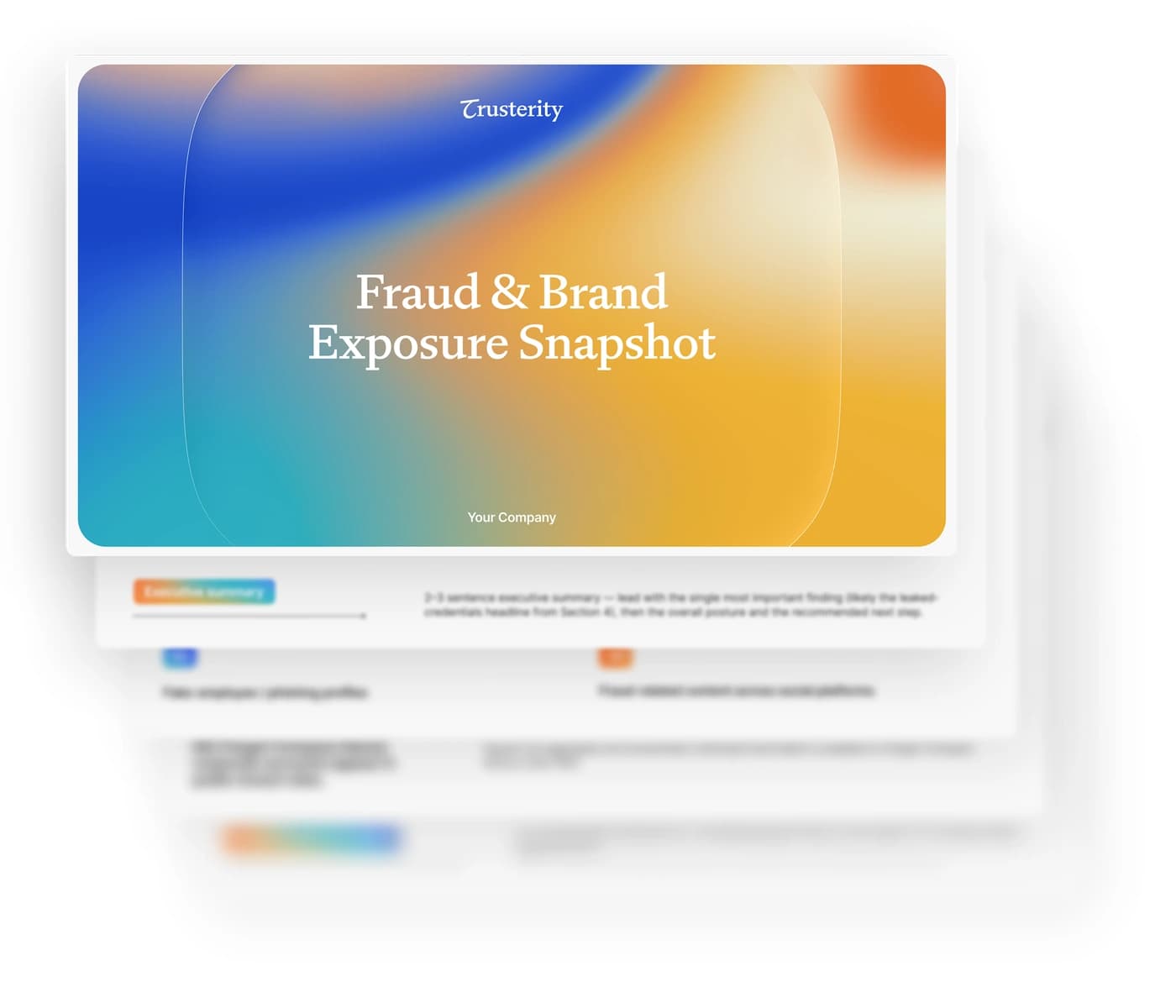 Sample Fraud & Brand Exposure Snapshot report for a company domain